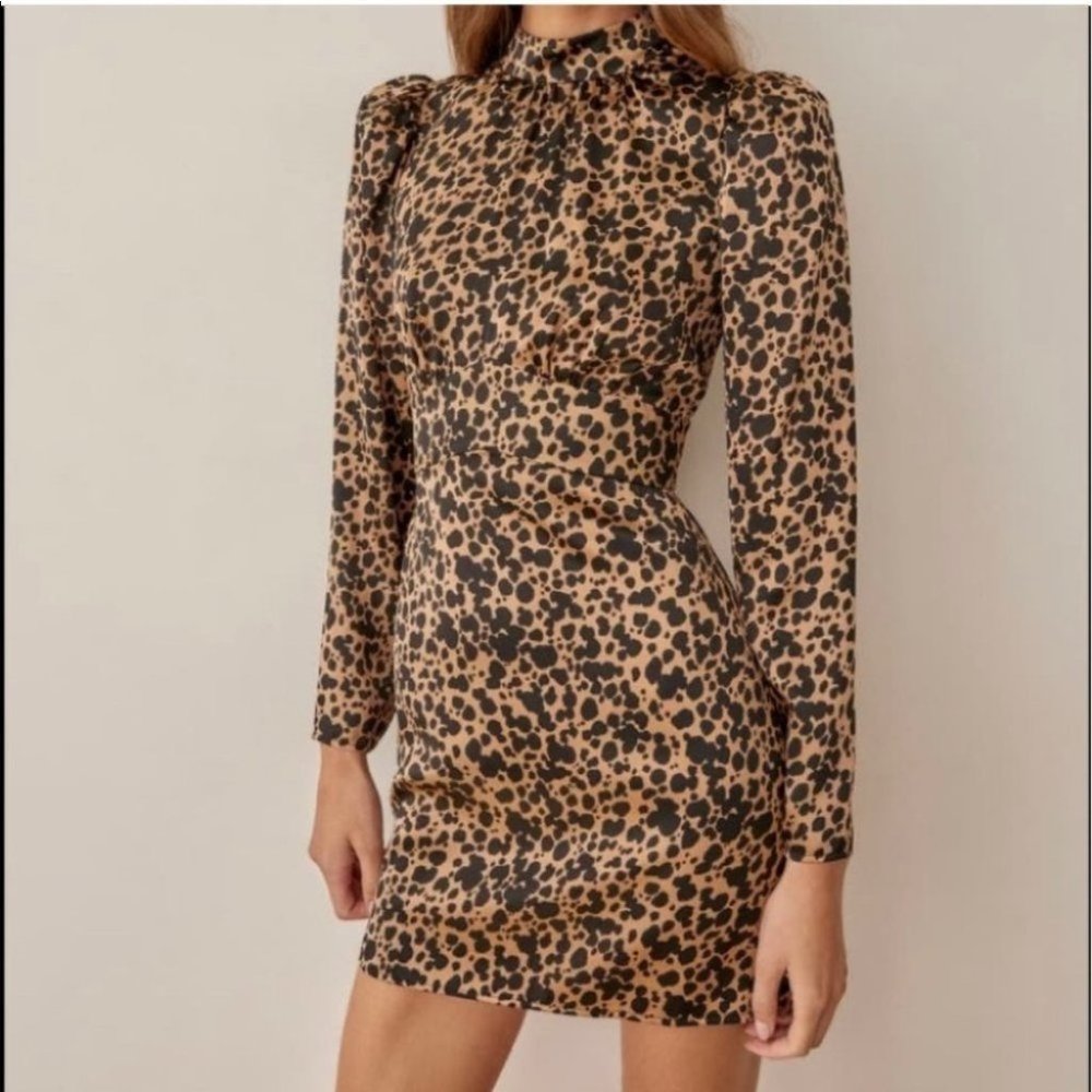 Reformation Samuel Long Sleeve Silk Minidress Size 2